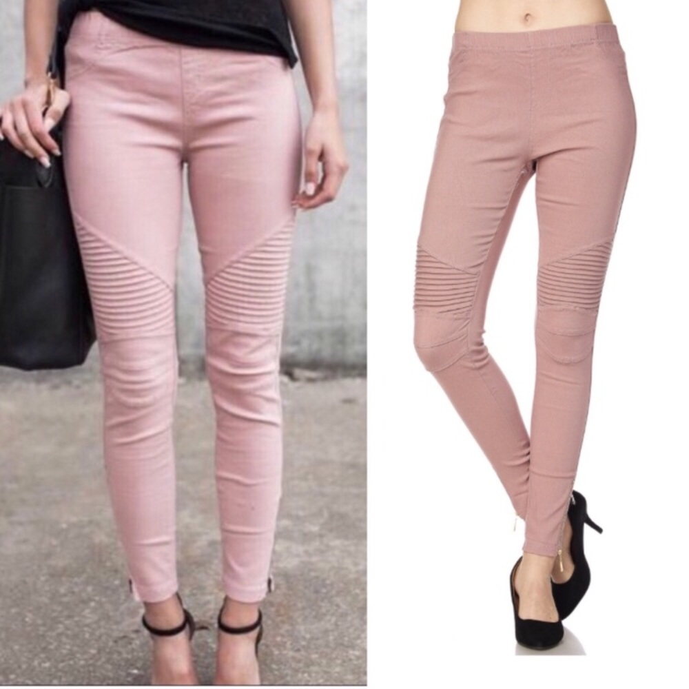 BIKER PANTS WITH ZIPPER DETAIL